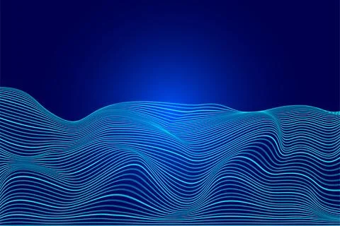 Dynamic sound wave, Smooth light blue curve shape with soft gradient vector Illustrazione stock