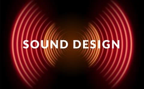 Dynamic Sound Wave Visualization Sound Design vector illustration red wave neon Stock Illustration