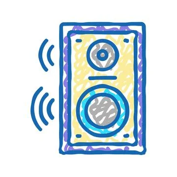 Dynamic speaker icon doodle illustration Illustrazione stock