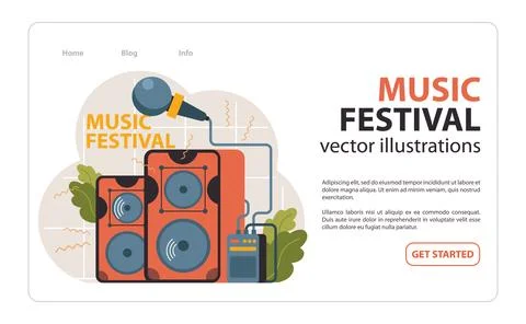 Dynamic speakers and microphone set against. Flat vector illustration 스톡 일러스트
