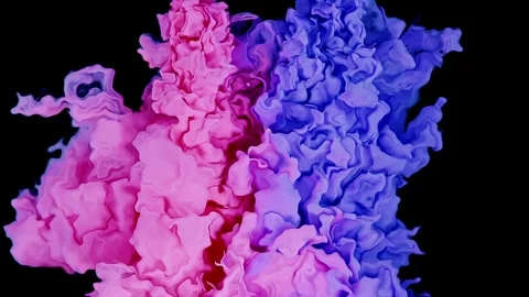 Dynamic Spectrum: Red Ink and Blue Paint Create an Abstract Spectrum Against the Stock Footage 264082216