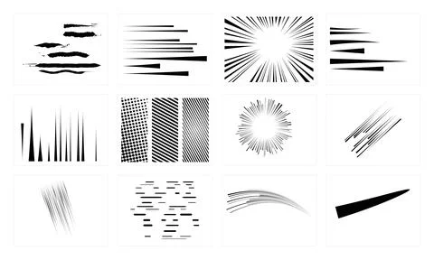 Dynamic speed lines and comic halftone textures for action scenes and manga.. Stock Illustration