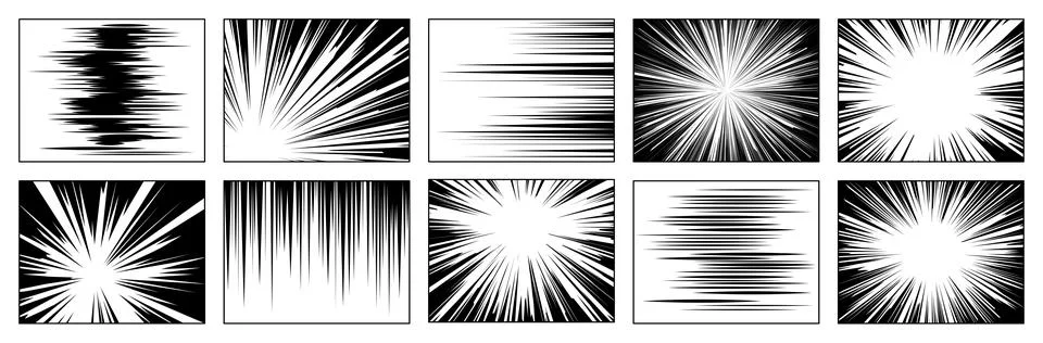 Dynamic Speed Lines in Comic Style Collection Stock Illustration