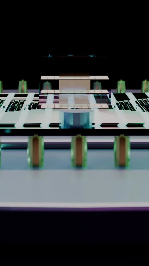 Dynamic speed-ramped vertical sweep whipping across neon-lit, Vertical 9:16 4K Stock Footage 345011646