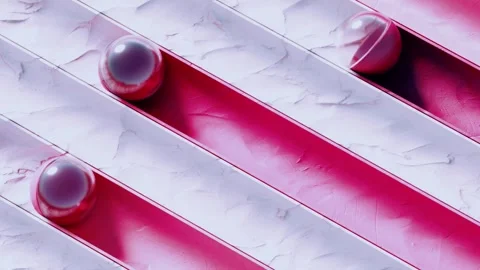 Dynamic spheres rolling down colorful parallel track footage Stock Footage 327572848