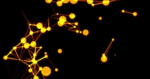 A dynamic spinning perspective of connected orange nodes and line meshes Stock Footage 345846650