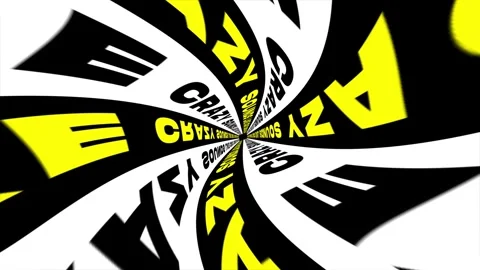 Dynamic spinning tunnel with sounds like crazy typography and text graphics Video stock 342747760