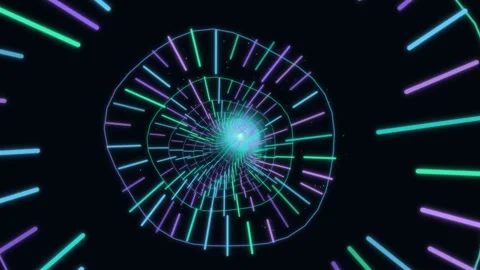 Dynamic spiral of neon lights creating a visual effect Stock Footage 337064276