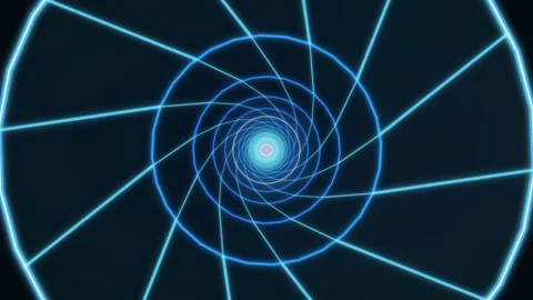 Dynamic spiral pattern with glowing lines in dark background Stock Footage 337301748