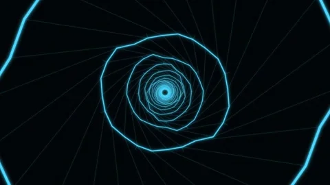 Dynamic spiral shapes in bright blue color against dark background Stock Footage 337064397