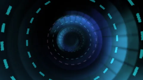Dynamic Spiral Tunnel Digitized Lights in a Futuristic Abstract Display Видео 299830786