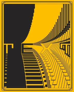 Dynamic Spiral Typography Poster High Contrast Visual Depth Modern Graphic Art Stock-Illustration