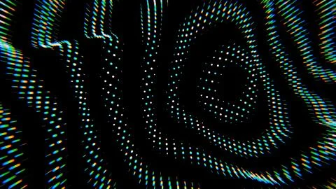 Dynamic Spiral of Vibrant Dots on Black Background Stock Illustration