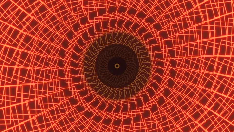 Dynamic spiraling motion red lines in circular pattern 스톡 동영상 297619079