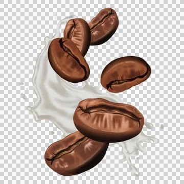 Dynamic splash of coffee with beans. Stock Illustration