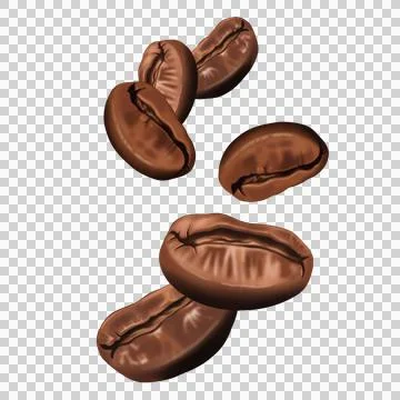 Dynamic splash of coffee with beans. Stock Illustration