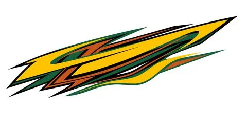 Dynamic splash racing graphics with yellow green and orange sharp flame shapes. Illustrazione stock