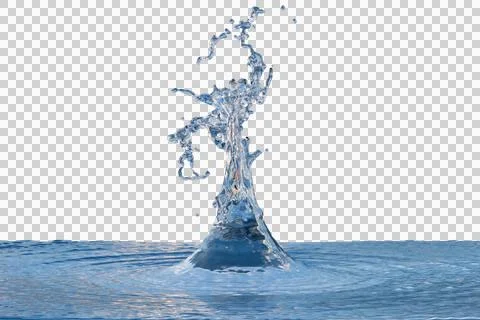 A dynamic splash of water creating an artistic shape against a white background. Stock-Illustration