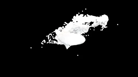 Dynamic splash of white liquid isolated on black background Stock Footage 346077535