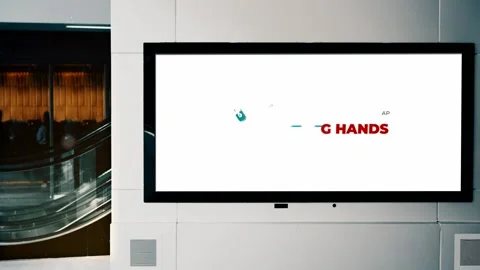 Dynamic stand in a public place with information about the coronavirus Video stock 156553199