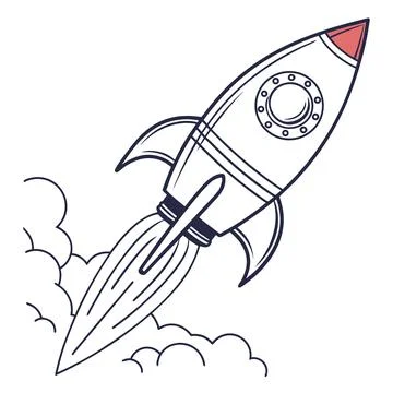 Dynamic Startup Rocket Icon Minimal Vector on White Background Stock Illustration
