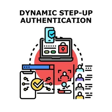 Dynamic step up authentication ensuring secure access control Stock Illustration