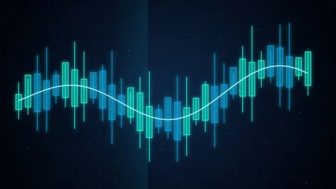 Dynamic stock chart footage with glowing neon candlesticks and trending lin.. 库存影片 346243750