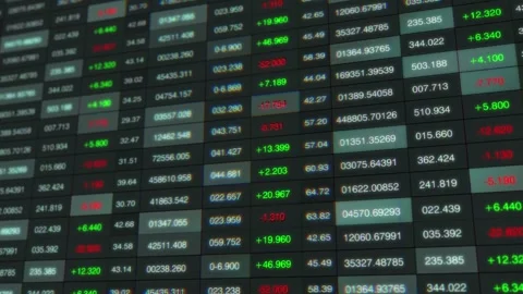 Dynamic Stock Market Data Display Showing Fluctuations in Prices and Values of Stock Footage 339161502
