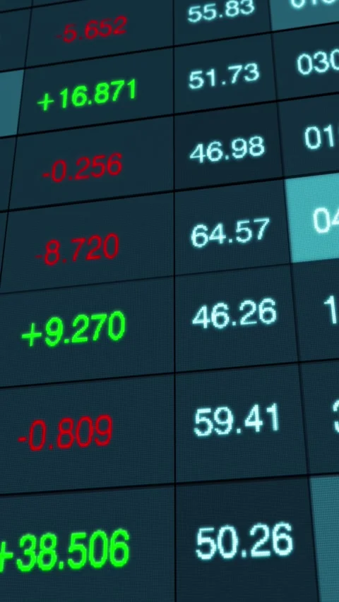 Dynamic Stock Market Data Display Featuring Fluctuating Numbers in Vivid Colors Stock Footage 339309189