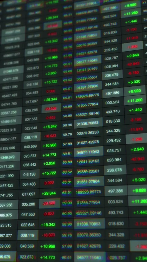 Dynamic Stock Market Data Displaying Fluctuations in Financial Performance Over 스톡 동영상 338326378