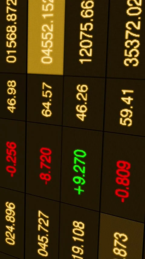Dynamic Stock Market Display: A Vibrant Overview of Fluctuating Values and Видео 339067435