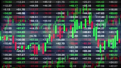 Dynamic stock market wall showing price, change, and volume data with financial  Video stock 318131953