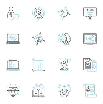 Dynamic strategy linear icons set. Agility, Adaptability, Flexibility Stock Illustration
