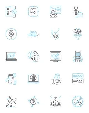 Dynamic strategy linear icons set. Agility, Adaptability, Flexibility Stock Illustration