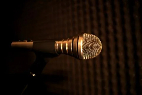 Dynamic studio microphone - dark light Stock Photos