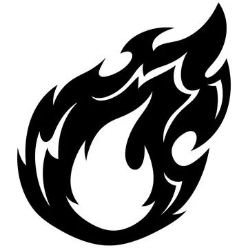 Dynamic Stylized Fire Flame Graphic Icon Illustrating Intense Energy and Moti Stock-Illustration
