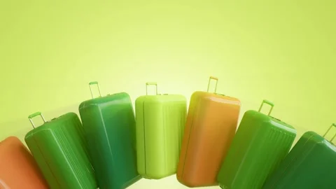 Dynamic suitcase - Green Vacation highlights Looped 4K.mp4 Video stock 348519960
