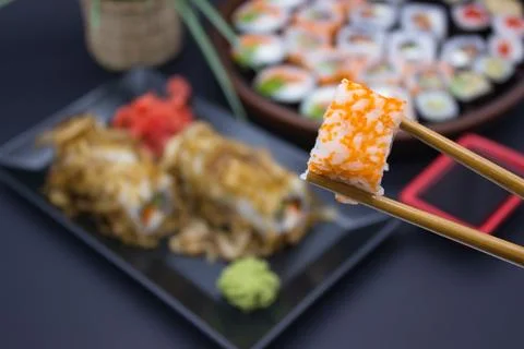 Dynamic Sushi Dining Experience Stock Photos