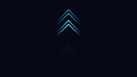 Dynamic swipe up neon blue arrow animation for social media interface on dark Stock Footage 345662956