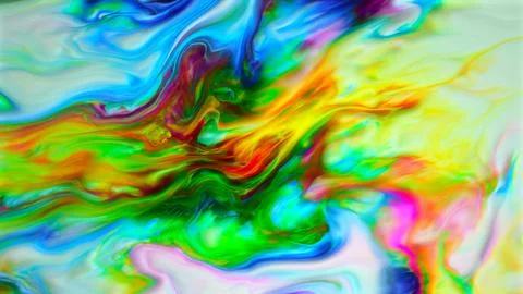 Dynamic swirling abstract mixture of vibrant colorful liquid paints Illustrazione stock