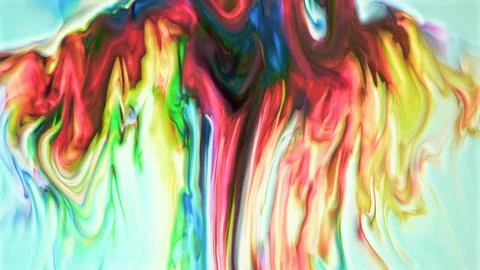 Dynamic swirling abstract mixture of vibrant colorful liquid paints Illustrazione stock