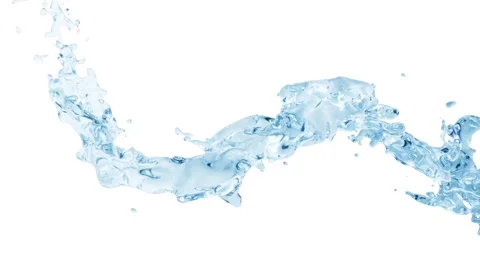 Dynamic swirling water splash motion in slow motion, clear liquid stream fl.. Video stock 332230415