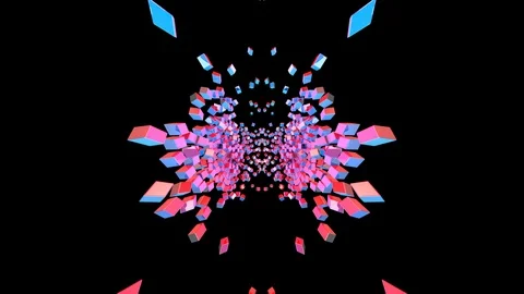 Dynamic Symmetrical Pulsating Cubes Wall Stock Footage 99232867