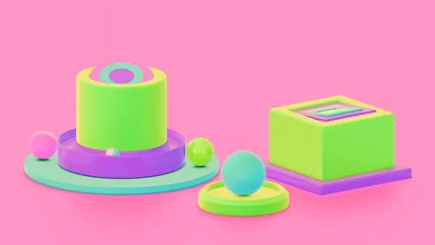 Dynamic system of cylinders, cubes and spheres Stock Footage 295184575