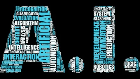 A Dynamic Tag Cloud of Artificial Intelligence Concepts Stock Footage 323113355