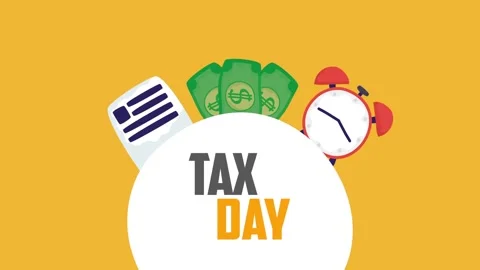 Dynamic tax day concept with animated money bills document and alarm clock .. Stock-Footage 339067477
