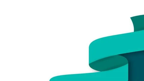 Dynamic Teal Ribbon Design on White Background for Healthcare and Awareness.. Stock Illustration