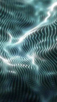 Dynamic teal waves made of glowing dots forming a fluid digital surface Stock Illustration