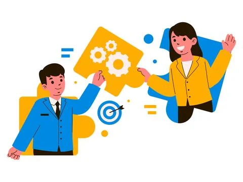 Dynamic Team Collaboration in Business Stock Illustration