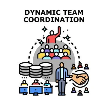 Dynamic team coordination process illustrating business management Stock Illustration
